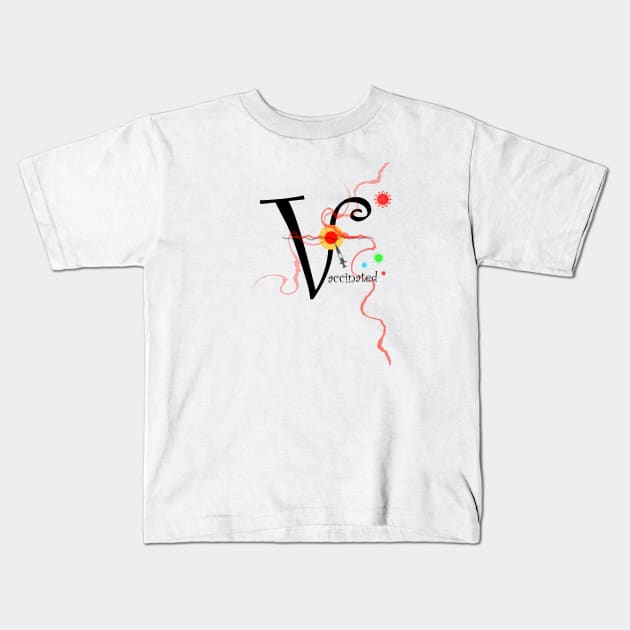 Vaccinated Design 3 Kids T-Shirt by Crazydodo